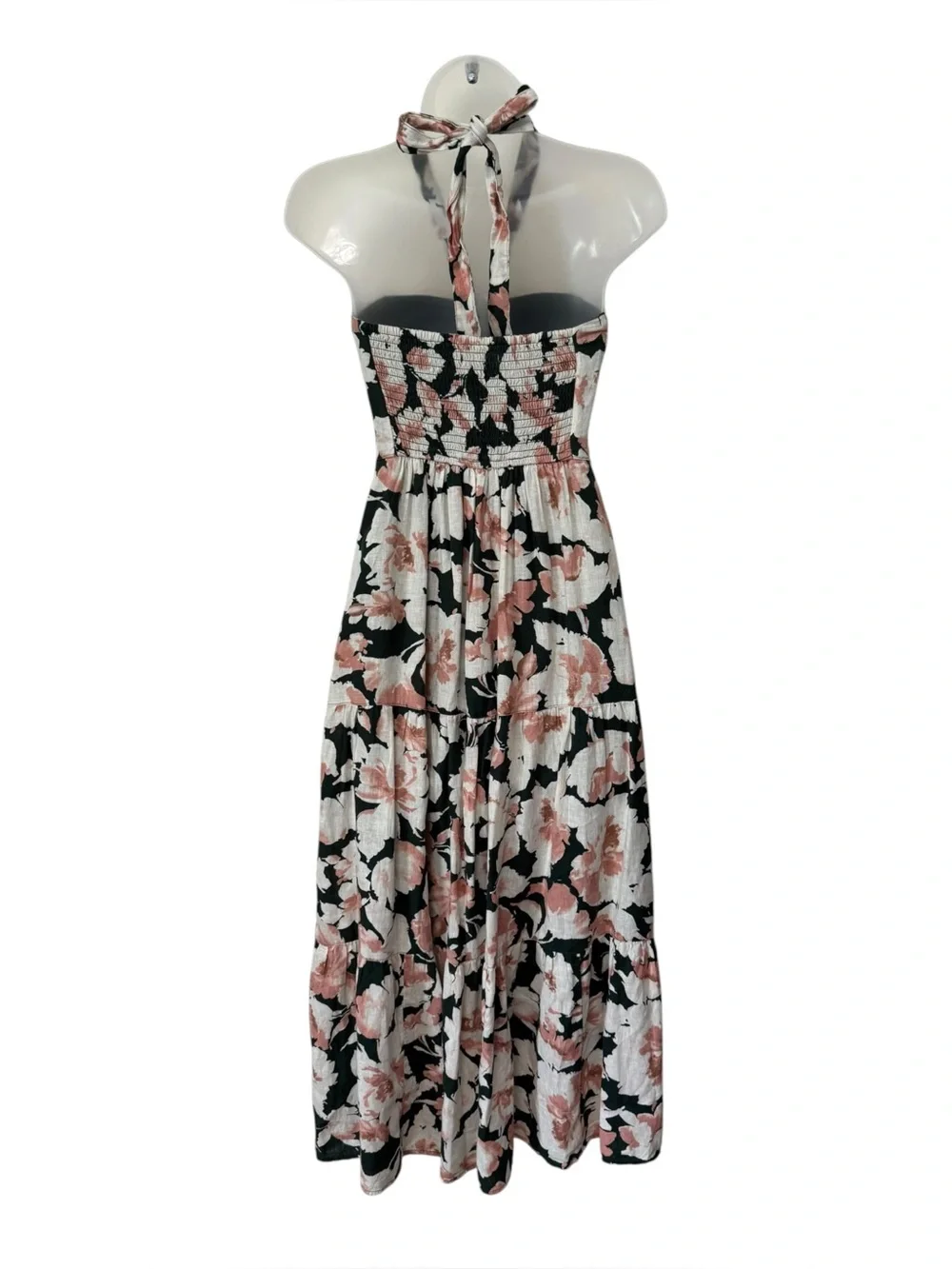 ABERCROMBIE | Knotted Floral Linen Blend Halter Maxi Dress, Size XS Petite